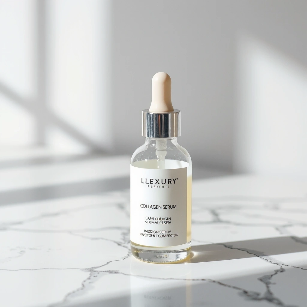 Premium collagen serum bottle with dropper